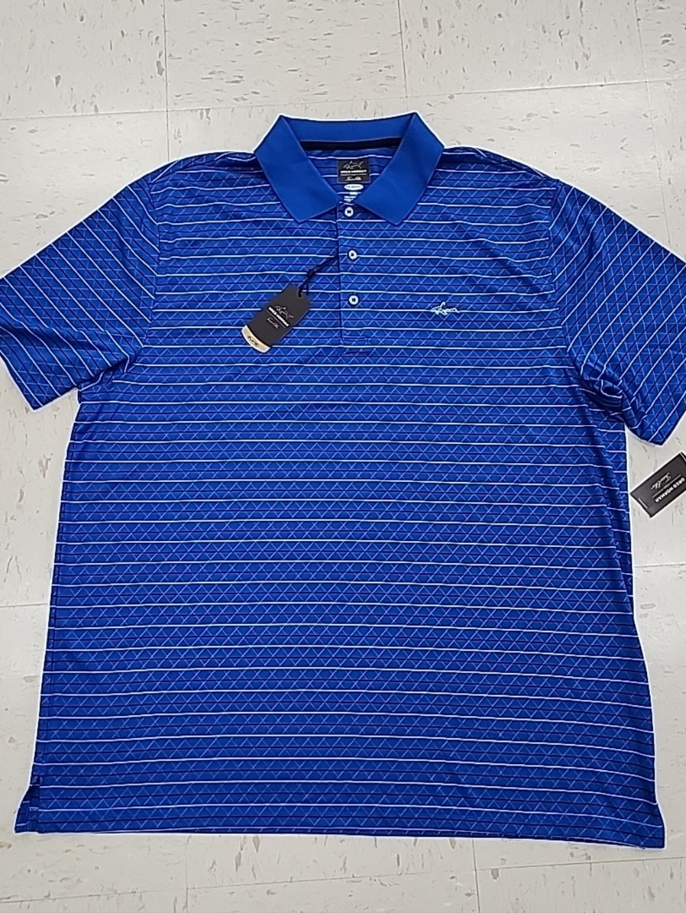 NEW Greg Norman for Tasso Elba Royal Blue Striped Golf Polo Men's Size XXL 2XL